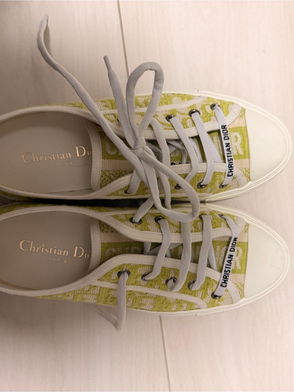 Dior White Canvas Low-Top Sneakers with Gold Logo